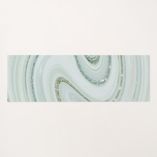 Elegant Marble Swirl Silver Glitter Sparkle Glam Yogamat (Achterkant (horizontaal))