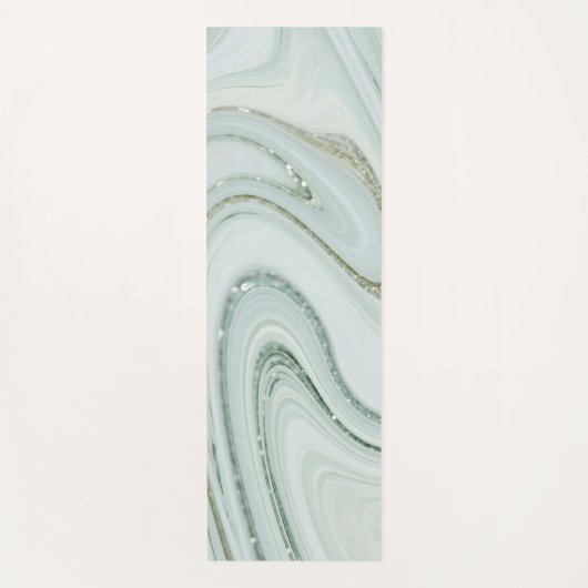 Elegant Marble Swirl Silver Glitter Sparkle Glam Yogamat (Voorkant)