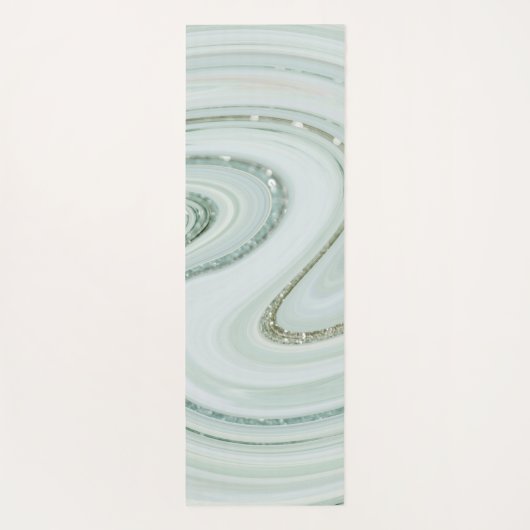 Elegant Marble Swirl Silver Glitter Sparkle Glam Yogamat (Achterkant)
