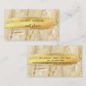 Elegant marble Texture Gold Foil Brush Stroke Visitekaartje (Voorkant / Achterkant)