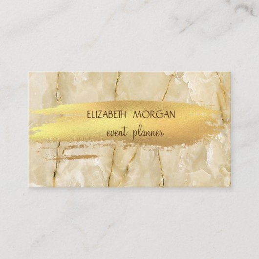 Elegant marble Texture Gold Foil Brush Stroke Visitekaartje (Voorkant)