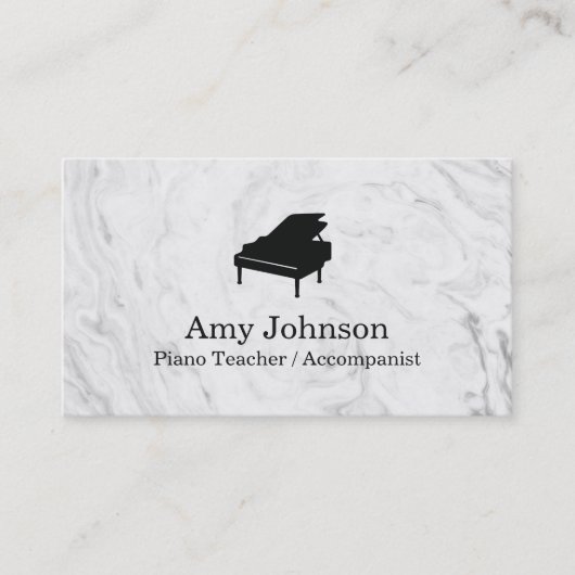 Elegant Marble Texture Piano Teacher Visitekaartje (Voorkant)