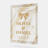 Elegant Marble Texture Welcome with Gold Acryl Bord (Hoek)