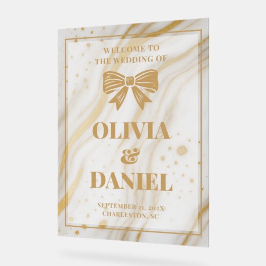 Elegant Marble Texture Welcome with Gold Acryl Bord (Hoek)