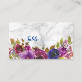 Elegant Marble Waterverf Floral Gold Wedding Plaatskaartje