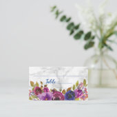 Elegant Marble Waterverf Floral Gold Wedding Plaatskaartje (Staand voorkant)