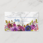 Elegant Marble Waterverf Floral Gold Wedding Plaatskaartje (Voorkant)