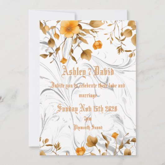 Elegant Marble Wedding Invitation Kaart (Voorkant)