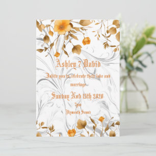 Elegant Marble Wedding Invitation Kaart
