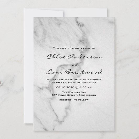Elegant Marble Wedding Invitation Kaart (Voorkant)