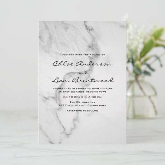 Elegant Marble Wedding Invitation Kaart (Staand voorkant)