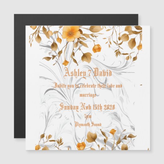 Elegant Marble Wedding Invitation Magnetische Uitnodiging (Voorkant / Achterkant)