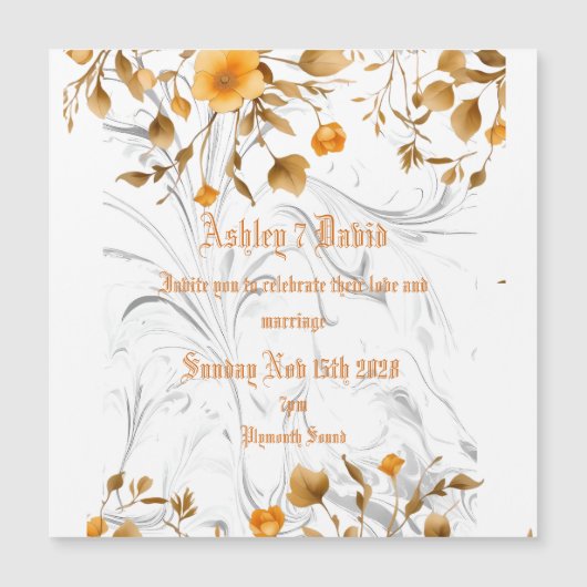 Elegant Marble Wedding Invitation Magnetische Uitnodiging (Voorkant)