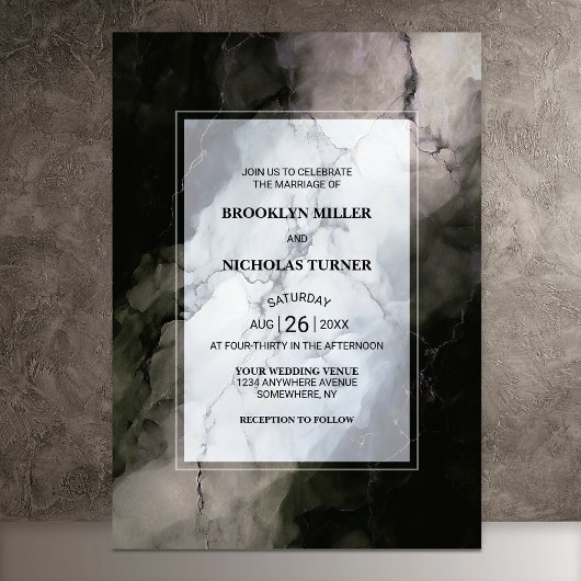 Elegant Marble Wedding Kaart