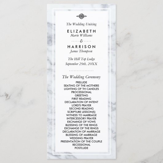 Elegant Marble Wedding Programme Programmakaart (Voorkant)