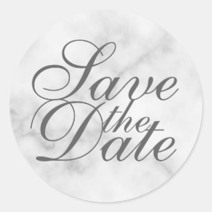 Elegant Marble Wedding Save the Date Ronde Sticker