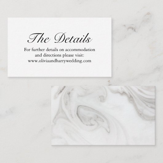 Elegant Marble Wedding Website Enclosure Card Informatiekaartje (Voorkant / Achterkant)