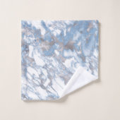 Elegant Marble White Dusty Blue Silver Faux Folie Bad Handdoek (Wasdoekje)