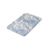 Elegant Marble White Dusty Blue Silver Faux Folie Badmat (Gekanteld)