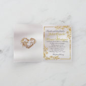 Elegant Marble, White, Gold Frame, Gold Heart Aankondiging (Binnen)