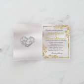 Elegant Marble, White, Gold Frame, Silver Heart Aankondiging (Binnen)
