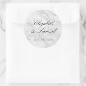Elegant Marble White Gray Round Wedding Sticker (Tas)