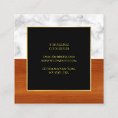 Elegant Marble Wood Black Gold Luxurous Plain Vierkante Visitekaartje (Achterkant)
