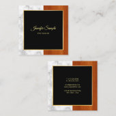 Elegant Marble Wood Gold Luxury Modern Plain Vierkante Visitekaartje (Voorkant / Achterkant)