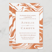 Elegant Marbling Copper Wedding Invitation Kaart (Voorkant / Achterkant)