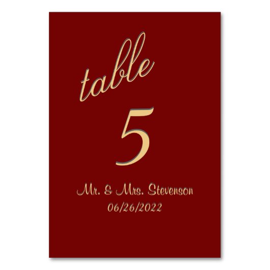 Elegant Marcella Table Number Kaart (Voorkant)