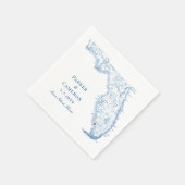 Elegant Marco Island Florida Kaart Bruiloft Servet (Hoek)