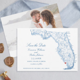Elegant Marco Island Florida Wedding Navy kaart