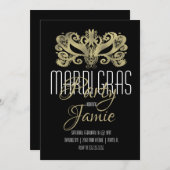 Elegant Mardi Gras-feest nep goud en zwart Kaart (Voorkant / Achterkant)