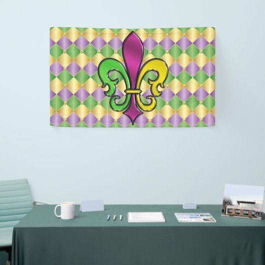 Elegant Mardi Gras Fleur De Lis Design Banner (Beurs)