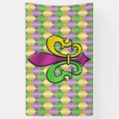 Elegant Mardi Gras Fleur De Lis Design Banner (Verticaal)