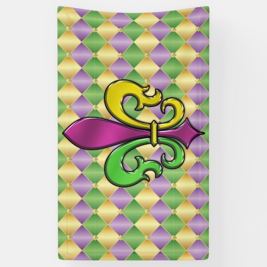 Elegant Mardi Gras Fleur De Lis Design Banner (Verticaal)