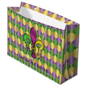 Elegant Mardi Gras Fleur De Lis Design Gift Bag Groot Cadeauzakje (Voorkant Gekanteld)