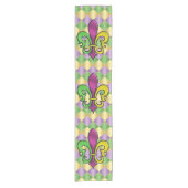 Elegant Mardi Gras Fleur De Lis Design Table Runne Korte Tafelloper (Voorkant)