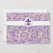 Elegant Mardi Gras Fleur de Lis Event Kaart (Achterkant)