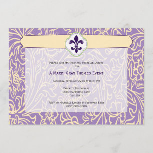 Elegant Mardi Gras Fleur de Lis Event Kaart