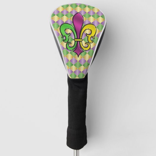 Elegant Mardi Gras Fleur De Lis golfhoesontwerp Golfheadcover (Voorkant)