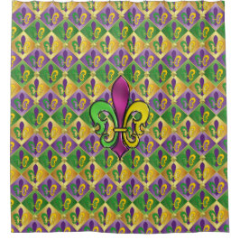 Elegant Mardi Gras Fleur De Lis ontwerp douchegord Douchegordijn