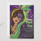 Elegant Mardi Gras Masquerade Hand-drawn Portrait Kaart (Voorkant)
