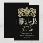 Elegant Mardi Gras Party Faux Gold en Black Kaart (Voorkant / Achterkant)