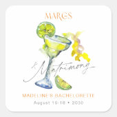 Elegant Margs & Huwelijk Bachelorette Weekend Vierkante Sticker (Voorkant)