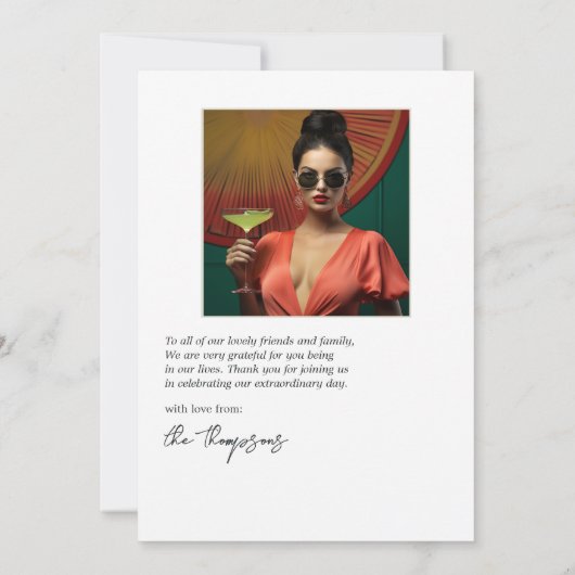 Elegant Margs & Huwelijk Vrijgezellenfeest Foto Bedankkaart (Achterkant)