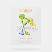 Elegant Margs & Matrimony Bachelorette-weekend Acryl Bord (Voorkant)