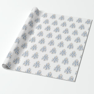 Elegant Maria-monogram met Fleur-de-Lis Katholiek Cadeaupapier