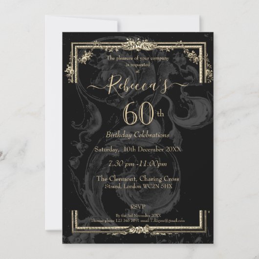 Elegant Marie Antoinette inspireerde op zwarte fra Kaart (Voorkant)