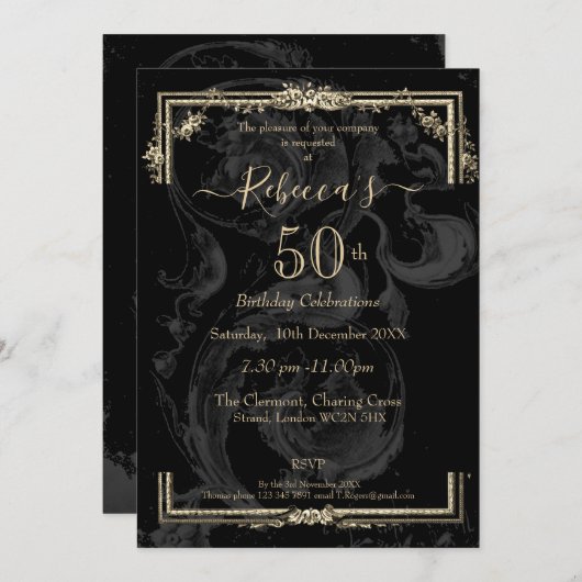 Elegant Marie Antoinette inspireerde op zwarte fra Kaart (Voorkant / Achterkant)